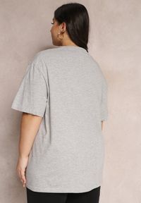 Renee - Szary Bawełniany T-shirt Oversize Thenika. Kolor: szary. Materiał: bawełna #3