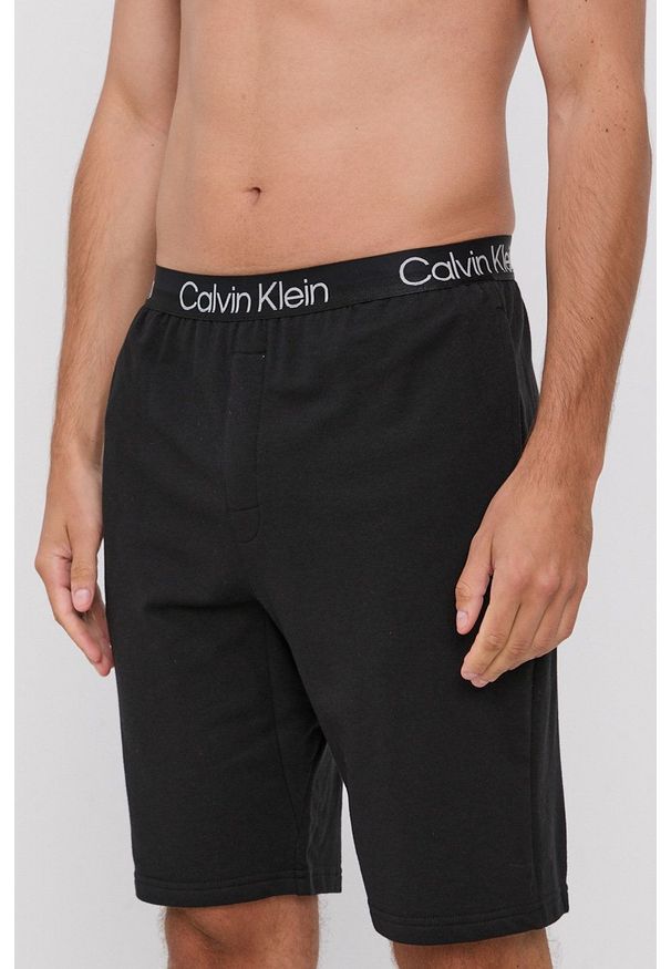Calvin Klein Underwear Szorty piżamowe męskie kolor czarny gładkie. Kolor: czarny. Materiał: włókno, dzianina. Wzór: gładki
