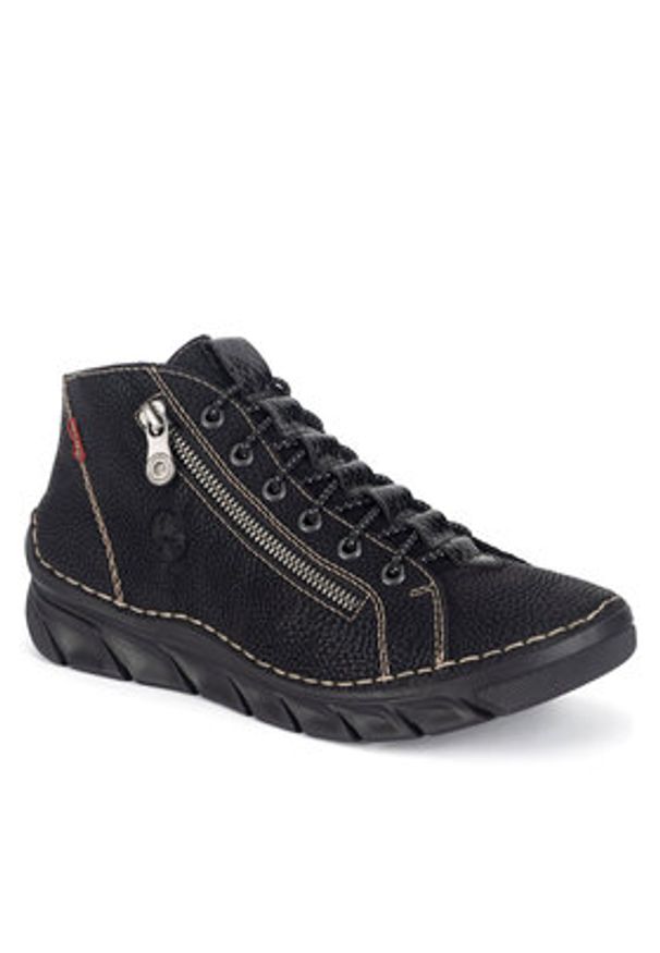 Rieker Botki 55048-00 Czarny. Kolor: czarny. Materiał: skóra