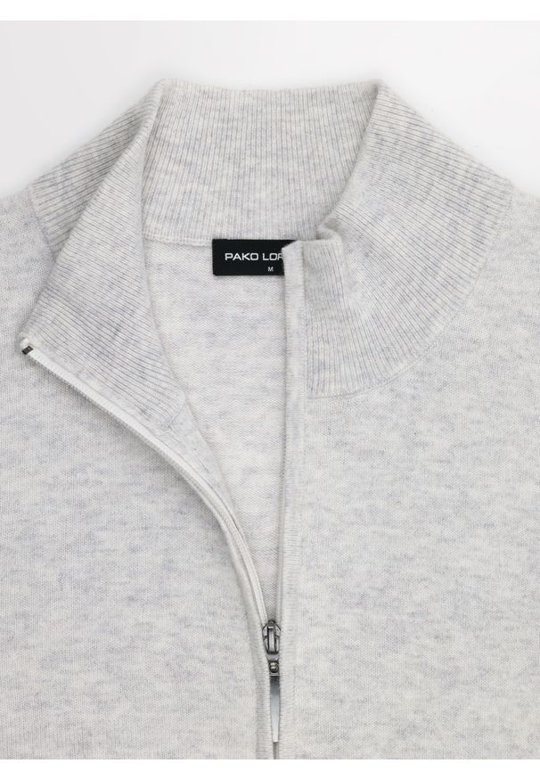 Pako Lorente - PAKO LORENTE - Jasnoszary rozpinany sweter z kieszeniami. Okazja: na co dzień. Kolor: szary. Materiał: bawełna, wełna, poliamid. Styl: casual