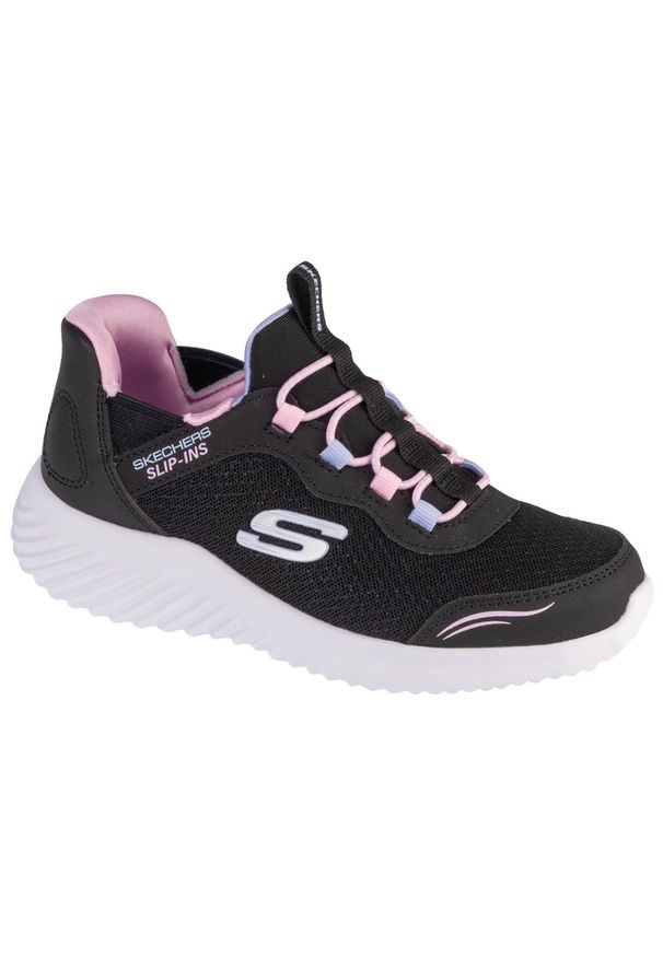 skechers - Buty sportowe Sneakersy dziewczęce, Slip-Ins: Bounder - Simple Cut. Kolor: czarny. Materiał: tkanina, syntetyk. Sport: turystyka piesza