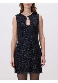 Reserved - Sukienka mini z ozdobnymi detalami - czarny. Kolor: czarny. Materiał: dzianina. Długość: mini #1