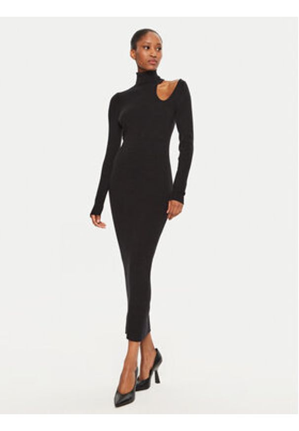 BARDOT Sukienka dzianinowa 59580DB Czarny Regular Fit. Kolor: czarny. Materiał: syntetyk