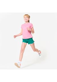 DOMYOS - Spodenki sportowe dla dzieci Domyos. Kolor: zielony, biały, wielokolorowy. Materiał: poliester, materiał. Długość: krótkie. Styl: sportowy. Sport: fitness