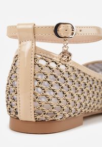 Born2be - Ciemnobeżowe Siateczkowe Balerinki z Wkładką ze Skóry Naturalnej Ozdobione Aplikacją Adriarissa. Okazja: na co dzień, na spotkanie biznesowe. Zapięcie: sprzączka. Kolor: beżowy. Materiał: skóra. Wzór: aplikacja. Sezon: lato. Styl: casual, biznesowy, elegancki #5