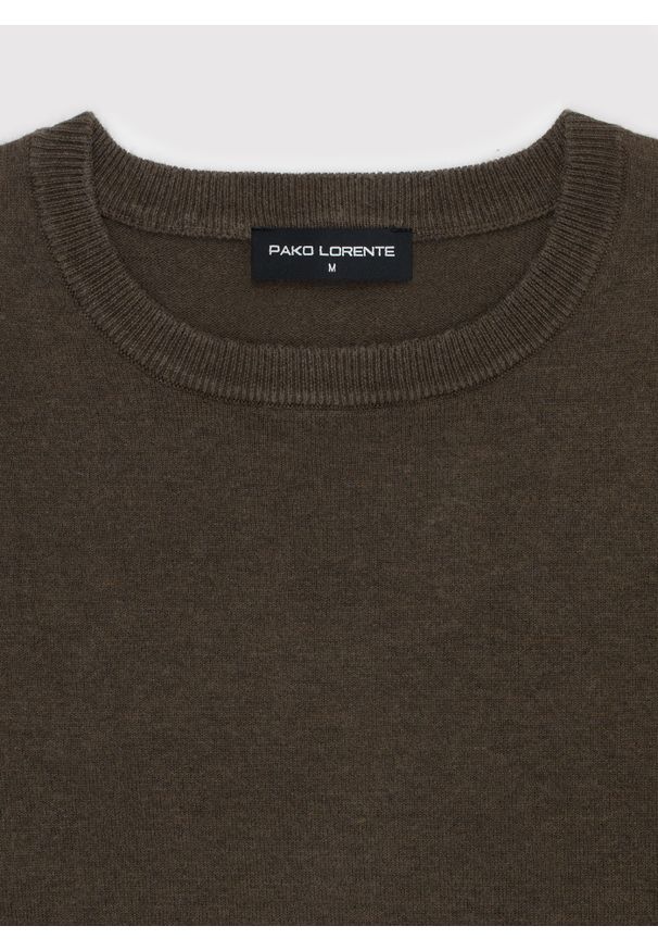 Pako Lorente - PAKO LORENTE – Brązowy sweter męski o-neck. Okazja: na co dzień. Kolor: zielony, brązowy. Materiał: poliester, wiskoza. Sezon: jesień. Styl: casual