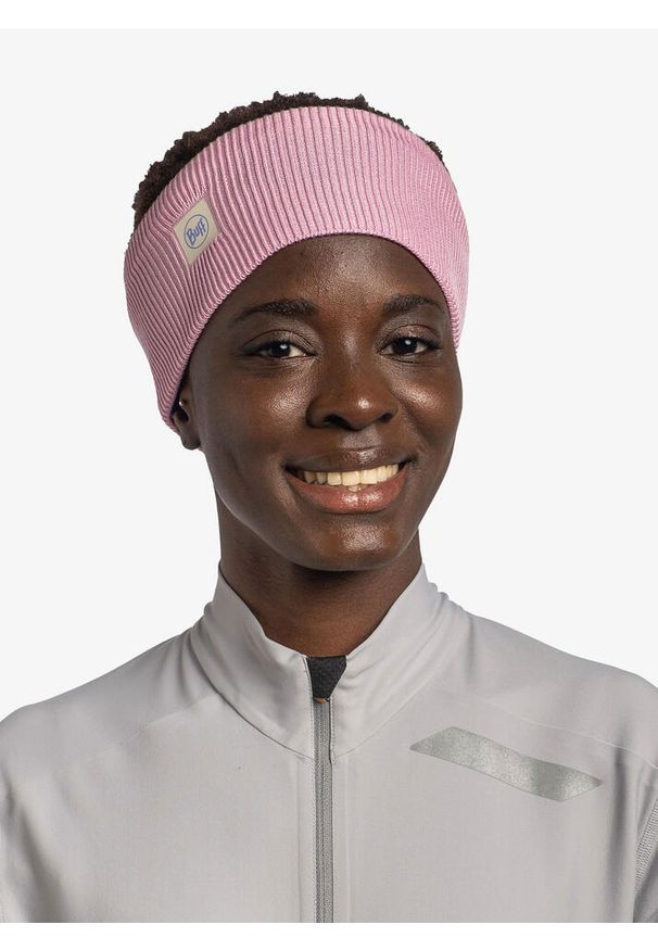 Opaska na głowę Buff Crossknit Headband - solid camelia. Kolor: różowy