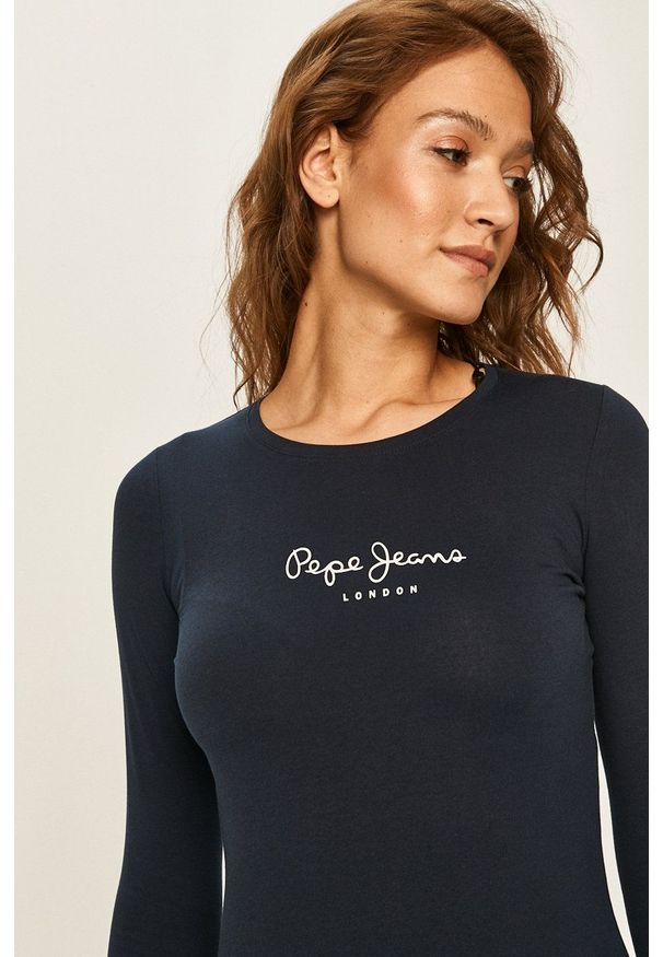 Pepe Jeans - Bluzka New Virginia. Okazja: na co dzień. Kolor: niebieski. Materiał: dzianina. Styl: casual
