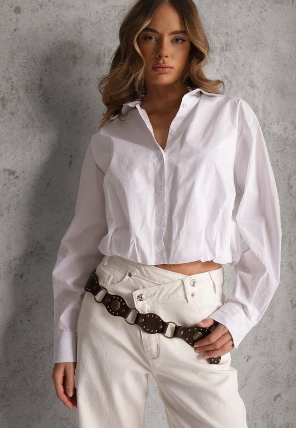 Renee - Biała Koszula z Bawełny w Stylu Balloon Oversize Arlelia. Okazja: na co dzień. Typ kołnierza: kołnierzyk klasyczny. Kolor: biały. Materiał: bawełna. Styl: casual, elegancki, klasyczny