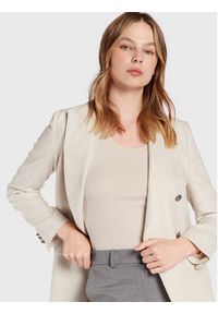 Comma Top 2120575 Beżowy Slim Fit. Kolor: beżowy. Materiał: wiskoza