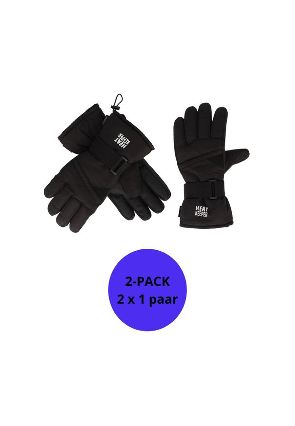HEAT KEEPER - Rękawiczki snowboardowe Pro Uniseks 2 pary. Kolor: czarny. Materiał: poliamid. Sezon: zima. Sport: snowboard