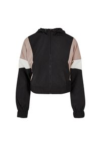 Urban Classics - Krótka Kurtka Damska 3 Tone Crinkle. Kolor: czarny, różowy, biały, wielokolorowy. Długość: krótkie