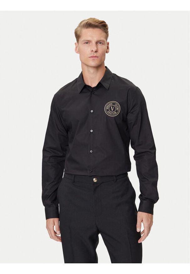 Versace Jeans Couture Koszula 79GALKS2 CN00K Czarny Slim Fit. Kolor: czarny. Materiał: bawełna