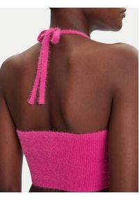 Adidas - adidas Top Fluffy JW6002 Różowy Slim Fit. Kolor: różowy. Materiał: syntetyk #4