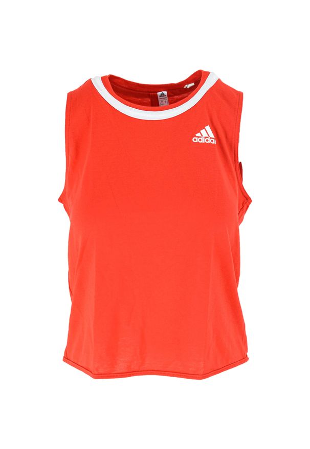 Adidas - Podkoszulek adidas Knotted, Kobiety. Kolor: czerwony. Materiał: materiał, poliester