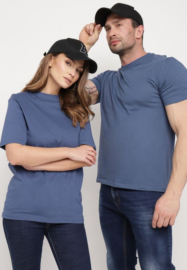 Born2be - Granatowa Koszulka Pixyphe. Okazja: na co dzień. Kolor: niebieski. Styl: klasyczny, casual, elegancki