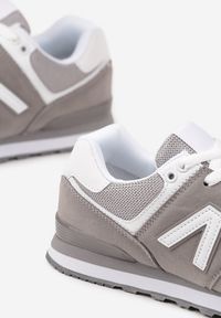 Renee - Szare Sneakersy Ozdobione Geometrycznym Motywem Rilenessa. Okazja: na co dzień. Kolor: szary. Materiał: jeans. Wzór: aplikacja, geometria #3