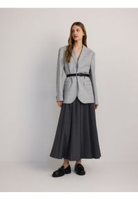 Reserved - Plisowana spódnica maxi - ciemnoszary. Kolor: szary. Materiał: wiskoza, tkanina. Styl: klasyczny