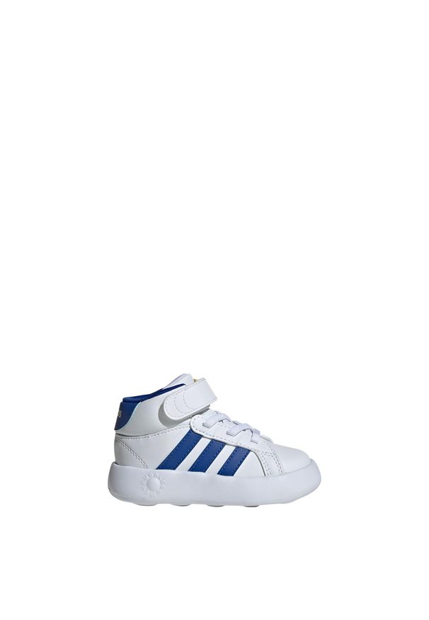 Adidas - Buty Grand Court Mid Kids. Kolor: żółty, biały, wielokolorowy, niebieski. Materiał: materiał