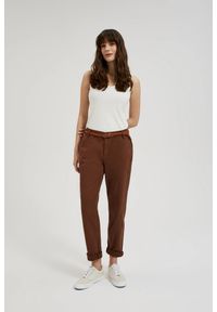 MOODO - Spodnie z ozdobnym paskiem brązowe. Kolor: brązowy #1