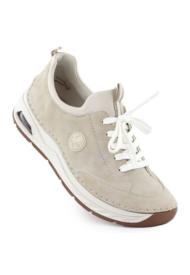 Półbuty damskie komfortowe beżowe Rieker 44562-62. Kolor: beżowy. Materiał: skóra ekologiczna