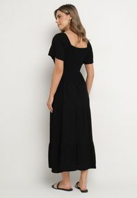 Born2be - Czarna Sukienka z Wiskozą Lnem i Elastyczną Górą Ellisena. Okazja: na spacer, na co dzień. Kolor: czarny. Materiał: len, wiskoza. Typ sukienki: proste. Styl: klasyczny, casual, elegancki #5