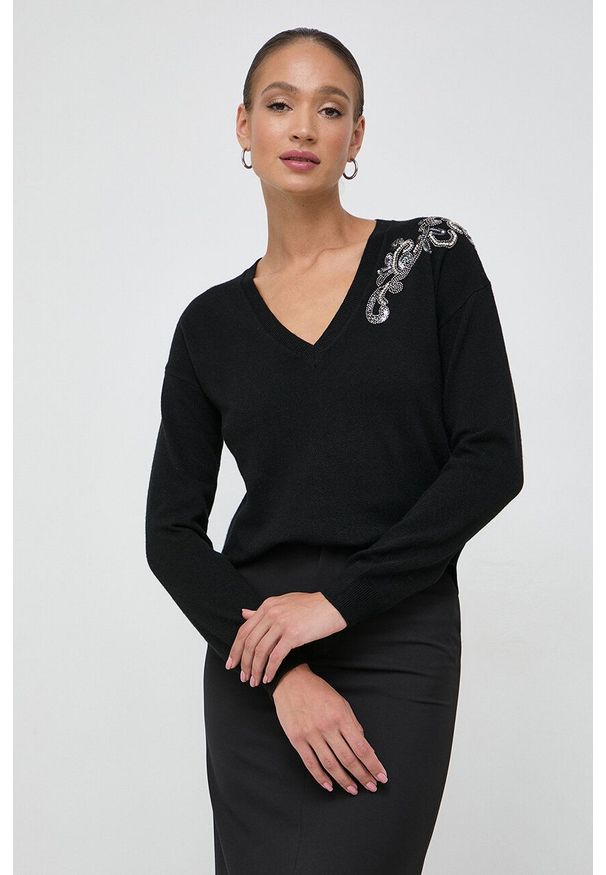 Liu Jo sweter z domieszką kaszmiru kolor czarny lekki. Kolor: czarny. Materiał: kaszmir. Długość rękawa: długi rękaw. Długość: długie