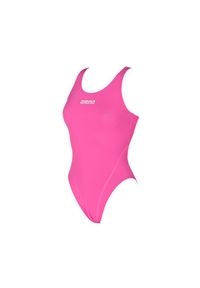 Strój kąpielowy damski Arena Solid Swim Tech High. Kolor: różowy, wielokolorowy, czerwony