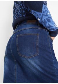Spódnica dżinsowa ocieplana bonprix ciemnoniebieski. Kolor: niebieski. Materiał: materiał, bawełna, poliester, elastan #3