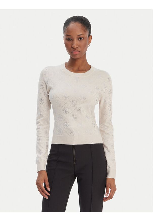 Guess Sweter W6RR66 Z3JD2 Beżowy Regular Fit. Kolor: beżowy. Materiał: syntetyk