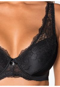 bonprix - Biustonosz z usztywnianymi miseczkami z delikatną koronką. Kolor: czarny. Materiał: koronka. Rodzaj stanika: wyściełane miseczki, różne sposoby noszenia. Wzór: koronka #3