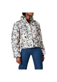 Superdry - Kurtka turystyczna damska Superdary Jacquard Puffer. Kolor: biały. Materiał: poliester. Sezon: zima, jesień. Sport: turystyka piesza