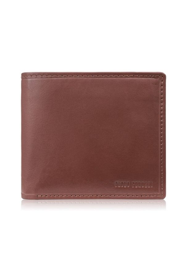PAOLO PERUZZI - Poziomy portfel męski smukły w kolorze koniakowym Paolo Peruzzi AL-17-CG. Materiał: skóra