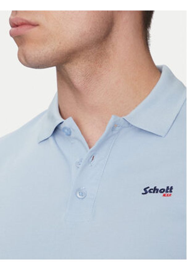 Schott NYC Polo PSCASUAL Niebieski Regular Fit. Typ kołnierza: polo. Kolor: niebieski. Materiał: bawełna