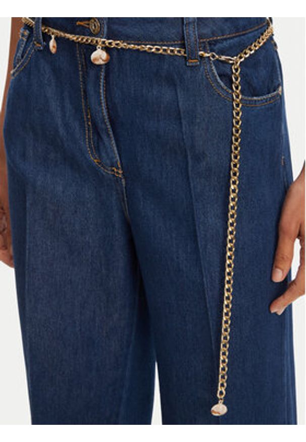 Please Jeansy P3HUDINCBB Granatowy Wide Leg. Kolor: niebieski