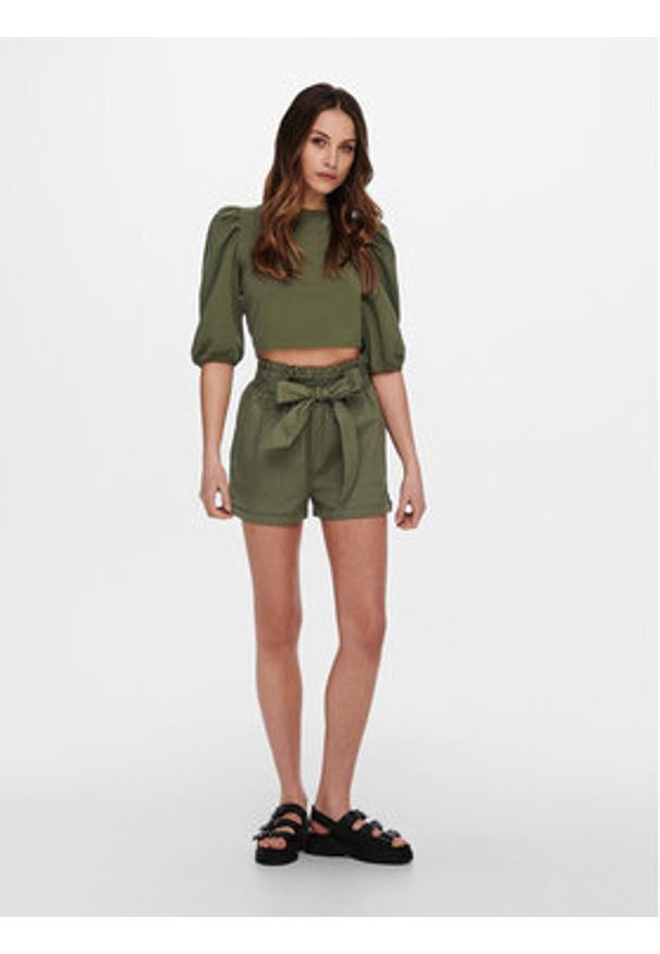 only - ONLY Szorty materiałowe Smilla 15154906 Khaki Regular Fit. Kolor: brązowy. Materiał: bawełna