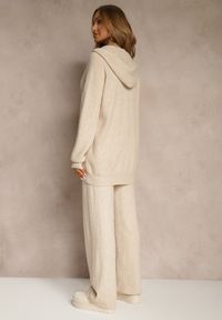Renee - Beżowy Komplet z Wełną i Bawełną Rozpinana Bluza z Kapturem i Szerokie Spodnie Reisema. Kolor: beżowy. Materiał: wełna, bawełna #2
