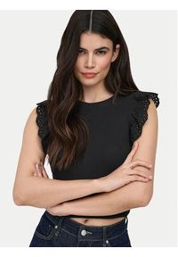 only - ONLY Top Mathilda 15308890 Czarny Regular Fit. Kolor: czarny. Materiał: bawełna #7