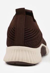 Renee - Brązowe Sneakersy na Tłoczonej Podeszwie z Elastyczną Cholewką Lamilia. Nosek buta: okrągły. Zapięcie: sznurówki. Kolor: brązowy. Materiał: materiał. Szerokość cholewki: normalna. Obcas: na obcasie. Wysokość obcasa: niski #5