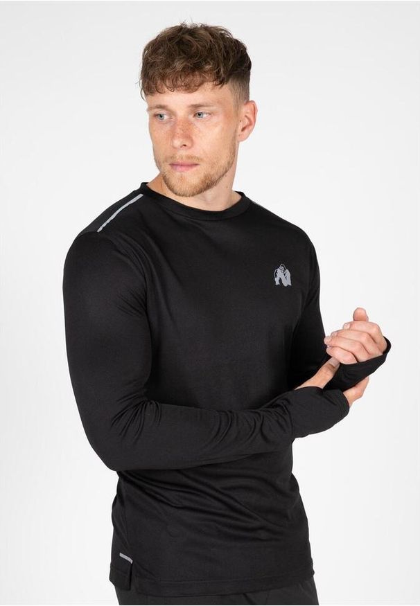 GORILLA WEAR - Koszulka fitness męska Gorilla Wear USA Washington z długim rękawem. Kolor: czarny. Długość rękawa: długi rękaw. Długość: długie. Sport: fitness