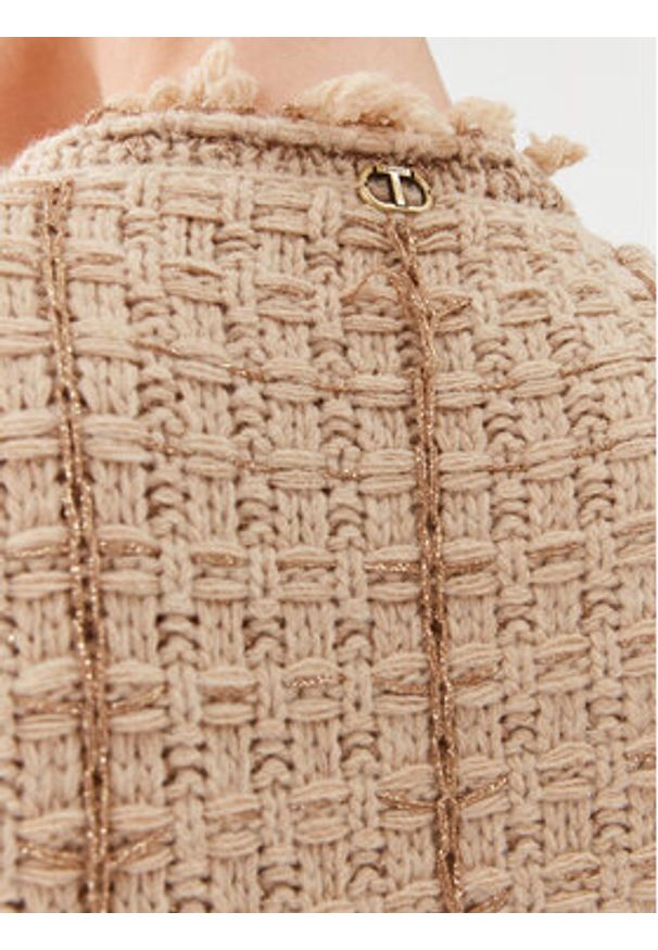 TwinSet - TWINSET Kardigan 232TP3630 Beżowy Regular Fit. Kolor: beżowy. Materiał: acetat, syntetyk