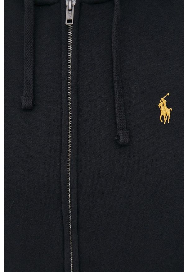 Polo Ralph Lauren Bluza męska kolor czarny z kapturem gładka. Okazja: na co dzień. Typ kołnierza: polo, kaptur. Kolor: czarny. Materiał: dzianina. Wzór: gładki. Styl: casual