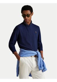 Polo Ralph Lauren Longsleeve 710760121 Granatowy Slim Fit. Typ kołnierza: polo. Kolor: niebieski. Materiał: bawełna. Długość rękawa: długi rękaw