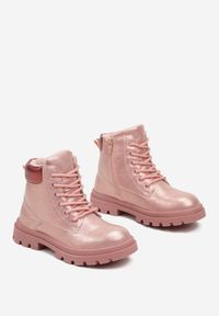 Born2be - Różowe Botki Lekko Ocieplane z Metalicznym Połyskiem Meridon. Okazja: na uczelnię, na co dzień. Kolor: różowy. Materiał: jeans. Styl: młodzieżowy, casual, elegancki