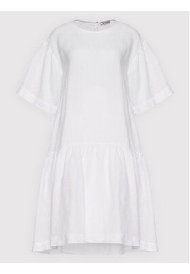 CAPPELLINI - Cappellini Sukienka codzienna M02305T0 01617 Biały Relaxed Fit. Okazja: na co dzień. Kolor: biały. Materiał: len. Typ sukienki: proste. Styl: casual