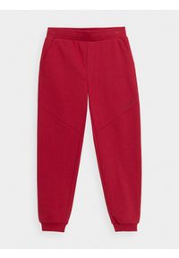 4F JUNIOR - Spodnie dresowe joggery chłopięce. Kolor: czerwony. Materiał: dresówka