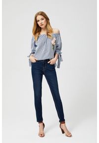 MOODO - Jeansy z wytarciami. Materiał: jeans. Długość: długie. Wzór: gładki