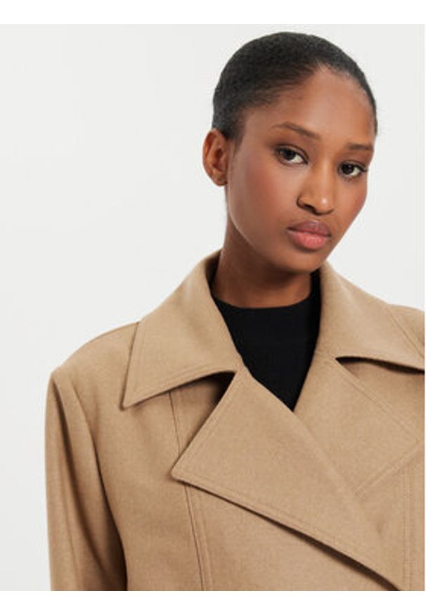 BOSS - Boss Płaszcz wełniany Caspina 50518503 Beżowy Regular Fit. Kolor: beżowy. Materiał: wełna