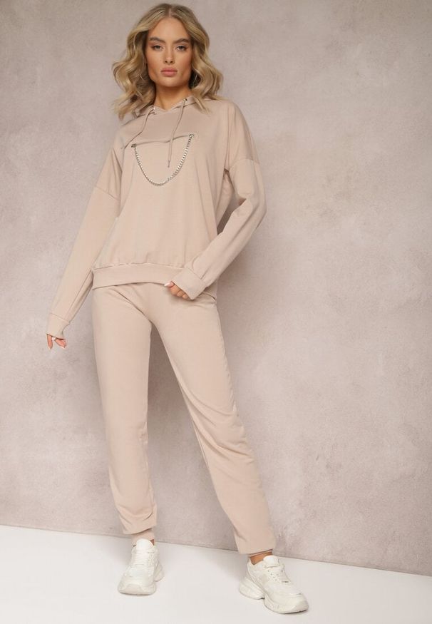 Renee - Beżowy Komplet Dresowy z Bawełny Epique. Kolor: beżowy. Materiał: bawełna, dresówka