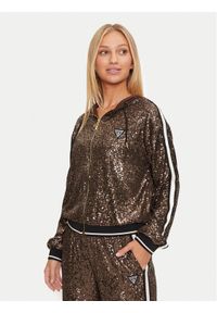 Guess Bluza V4BQ19 KCI90 Brązowy Regular Fit. Kolor: brązowy. Materiał: syntetyk